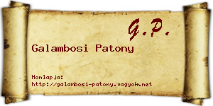 Galambosi Patony névjegykártya